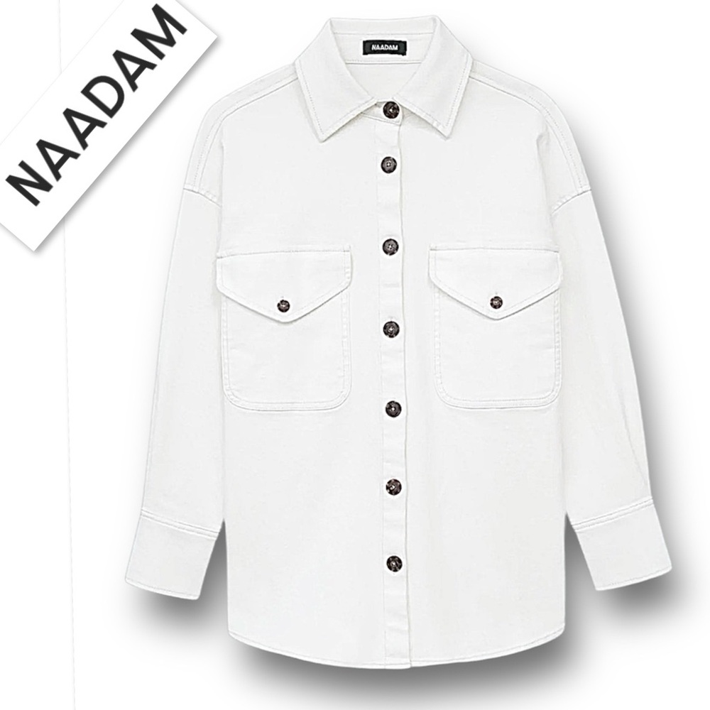 NAADAM Soft Denim Oversized Jacket - Shirt  In Ivory Size 2X